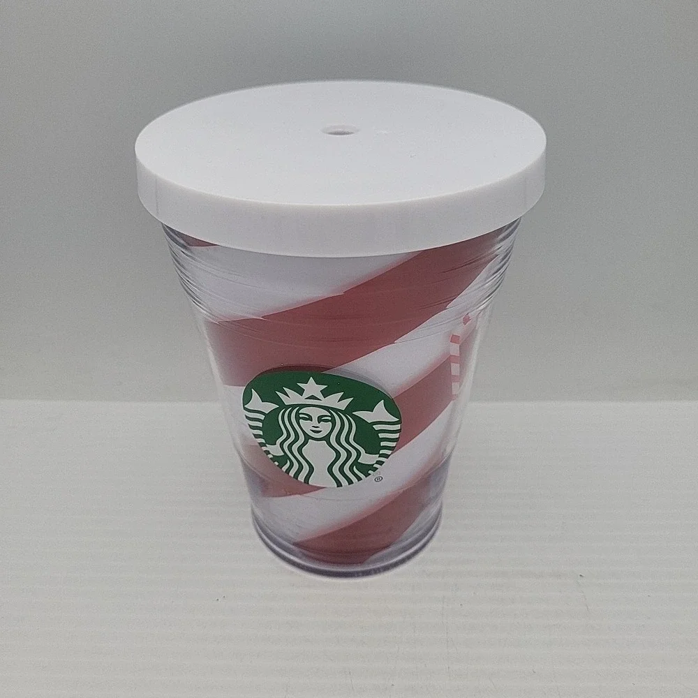 Starbucks 2016 Christmas Holiday Candy Cane Cold Cup Tumbler‎ 12 oz
